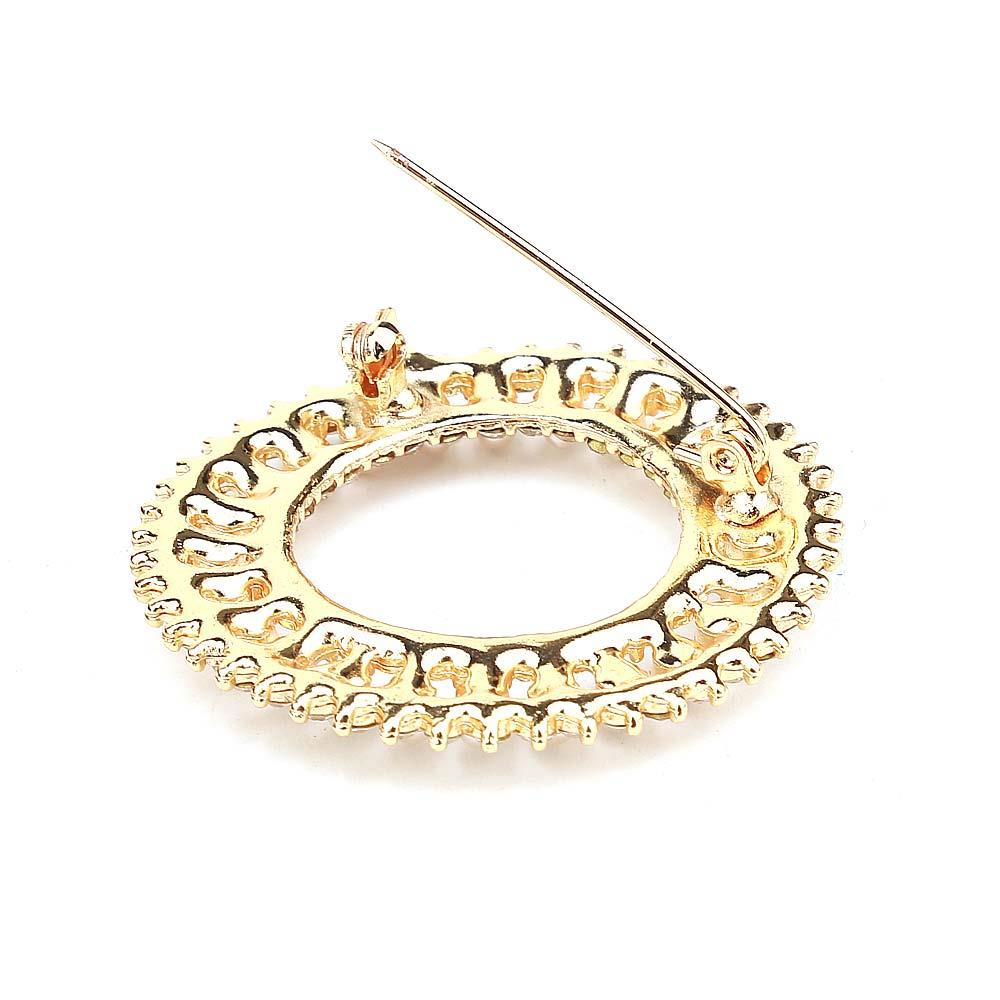 Kristal Taş ve İncili Halka Broş