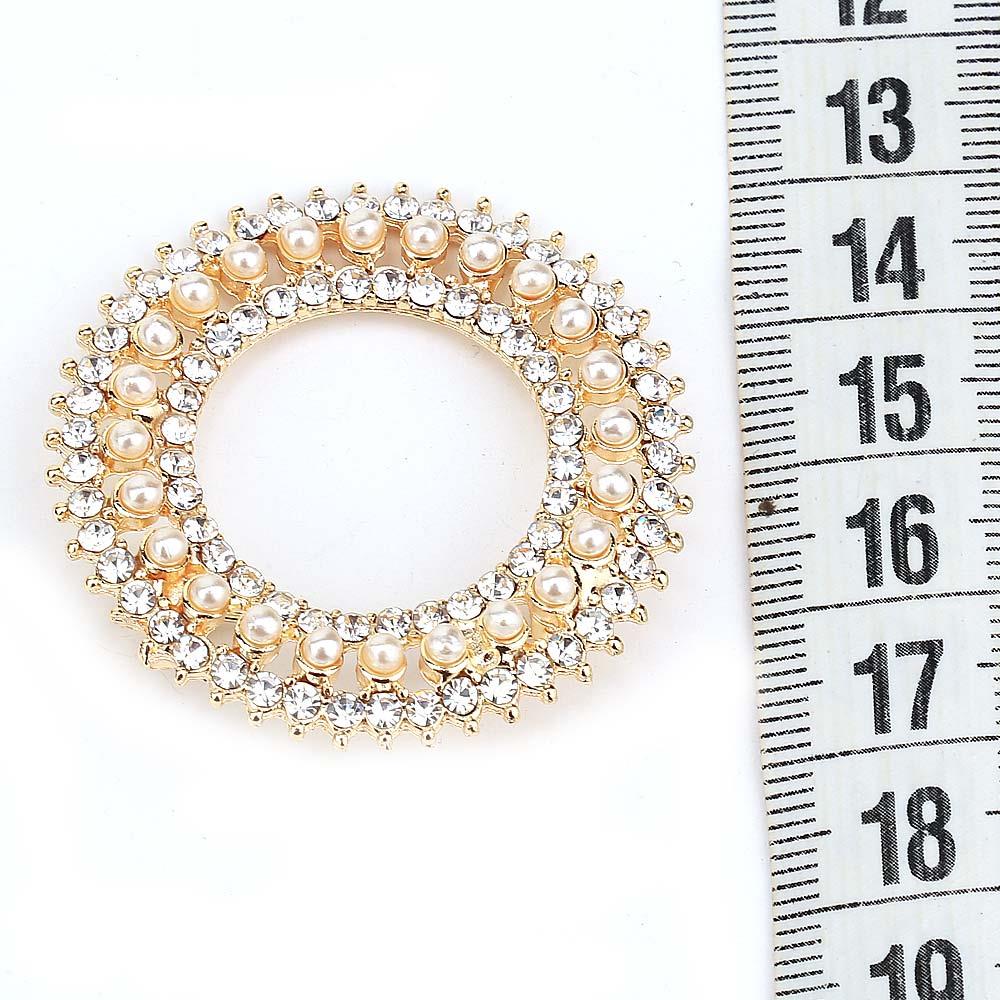 Kristal Taş ve İncili Halka Broş