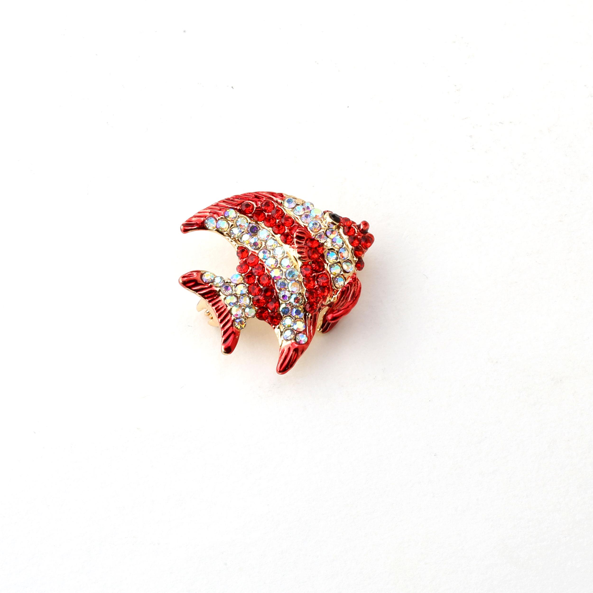 Kristal Taşlı Balık Broş