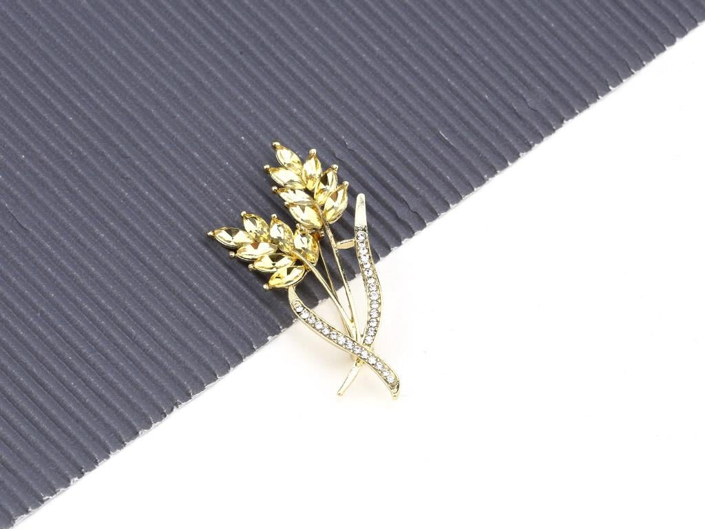 Kristal Taşlı Başak Broş