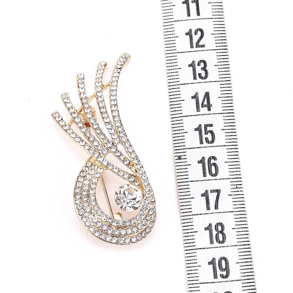 Kristal Taşlı Dalga Broş