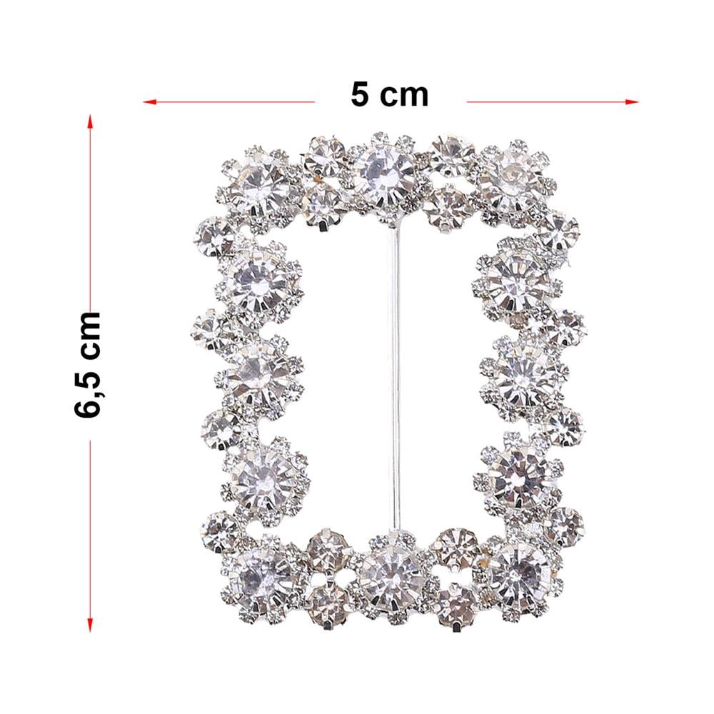 Kristal Taşlı Dikdörtgen Kemer ve Şal Tokası