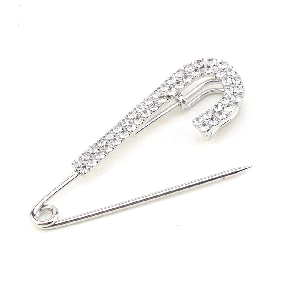 Kristal Taşlı Gümüş Kaplama İskoç Iğnesi Broş