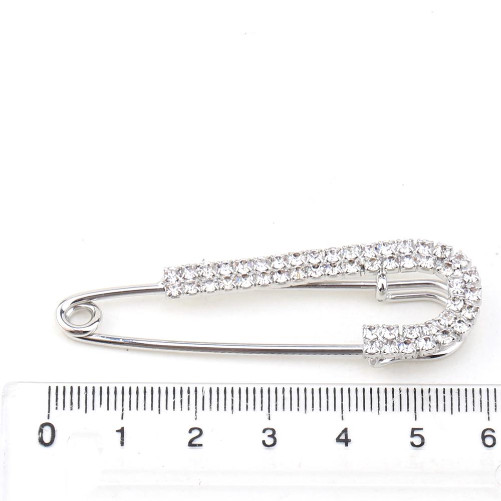 Kristal Taşlı Gümüş Kaplama İskoç Iğnesi Broş