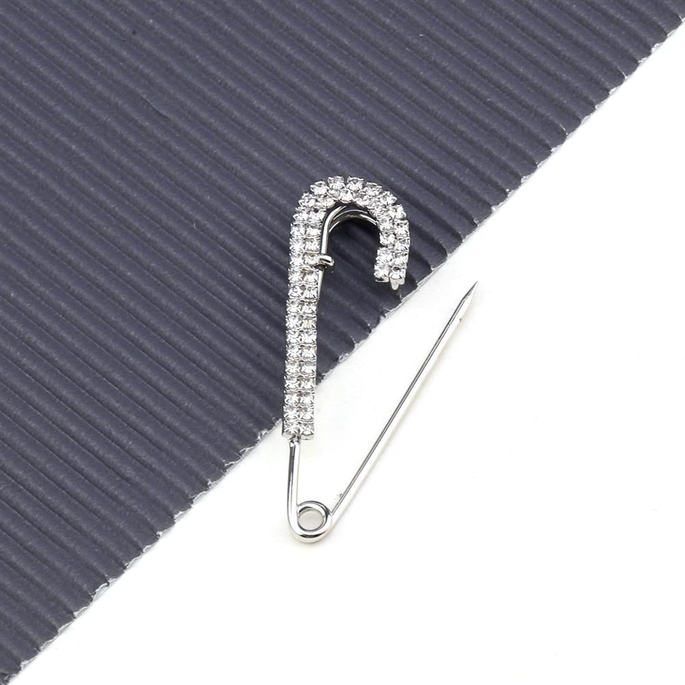 Kristal Taşlı Gümüş Kaplama İskoç Iğnesi Broş