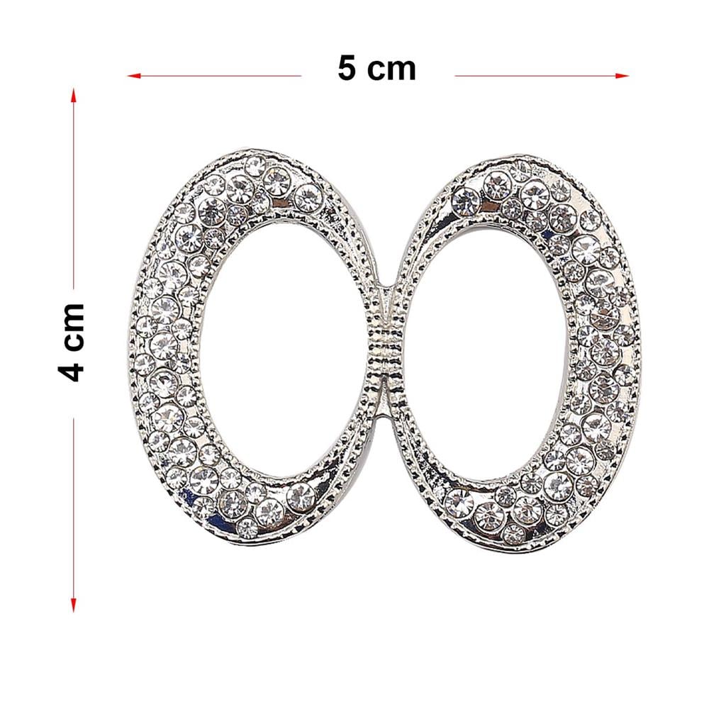 Kristal Taşlı Gümüş Renk Kemer Tokası