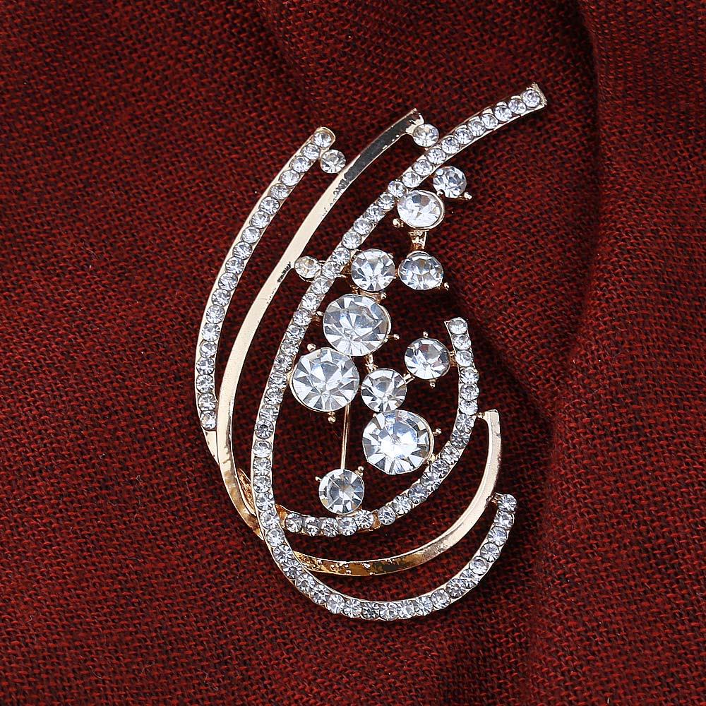 Kristal Taşlı Metal Broş