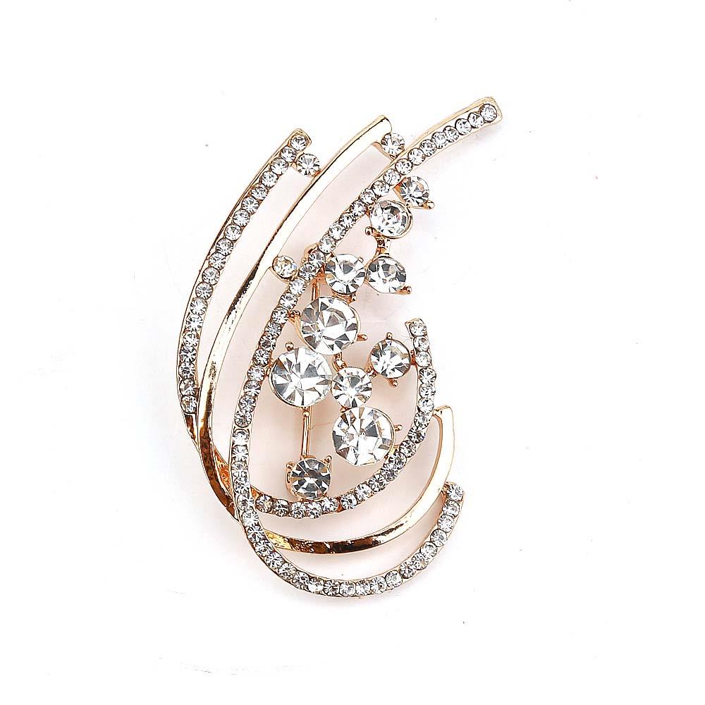 Kristal Taşlı Metal Broş