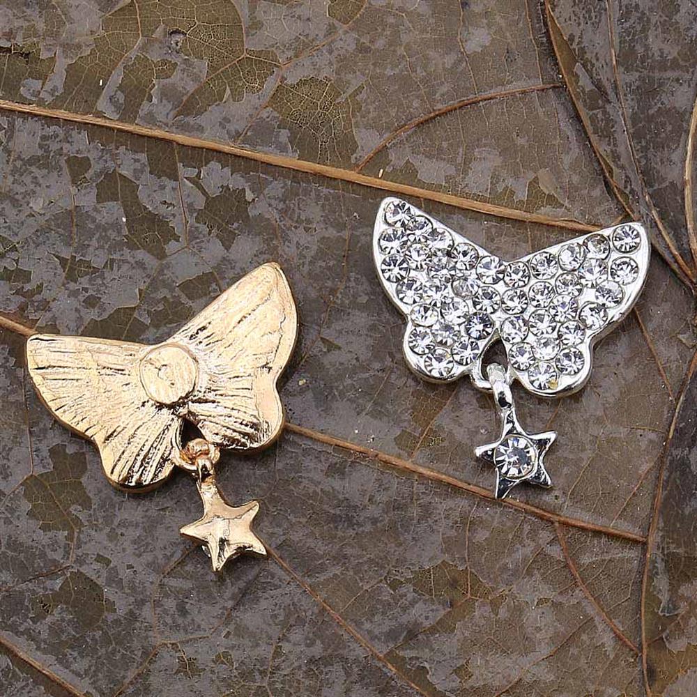 Kristal Taşlı, Metal, Sallantılı Kelebek Süs