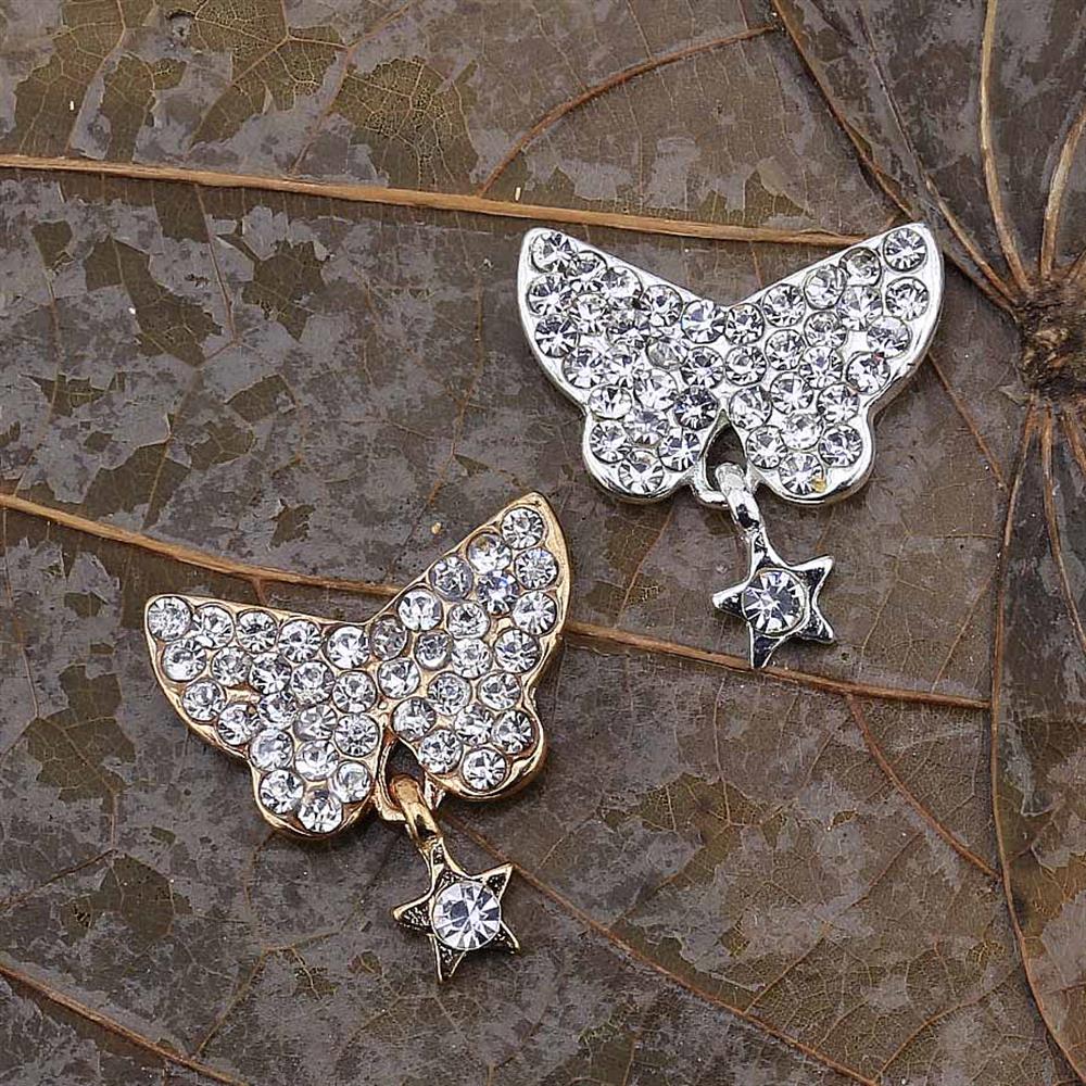Kristal Taşlı, Metal, Sallantılı Kelebek Süs