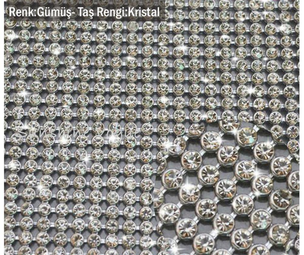 Kristal Taşlı Metal Yuvalı Yapıştırma Mesh