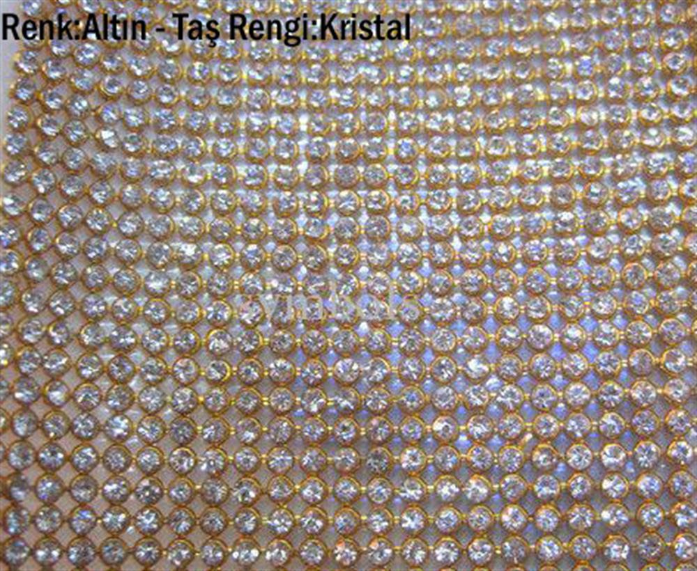 Kristal Taşlı Metal Yuvalı Yapıştırma Mesh