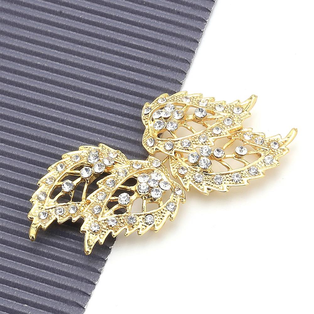 Kristal Taşlı Yaprak Agraf