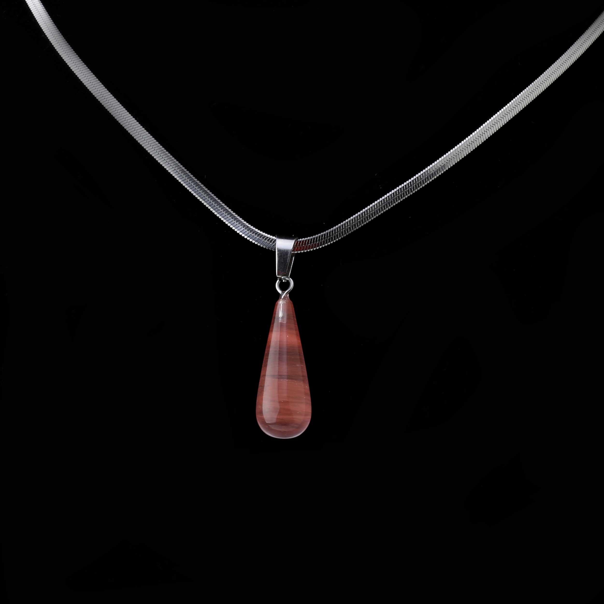 Kuvars Taşı Oval Damla Kolye Ucu