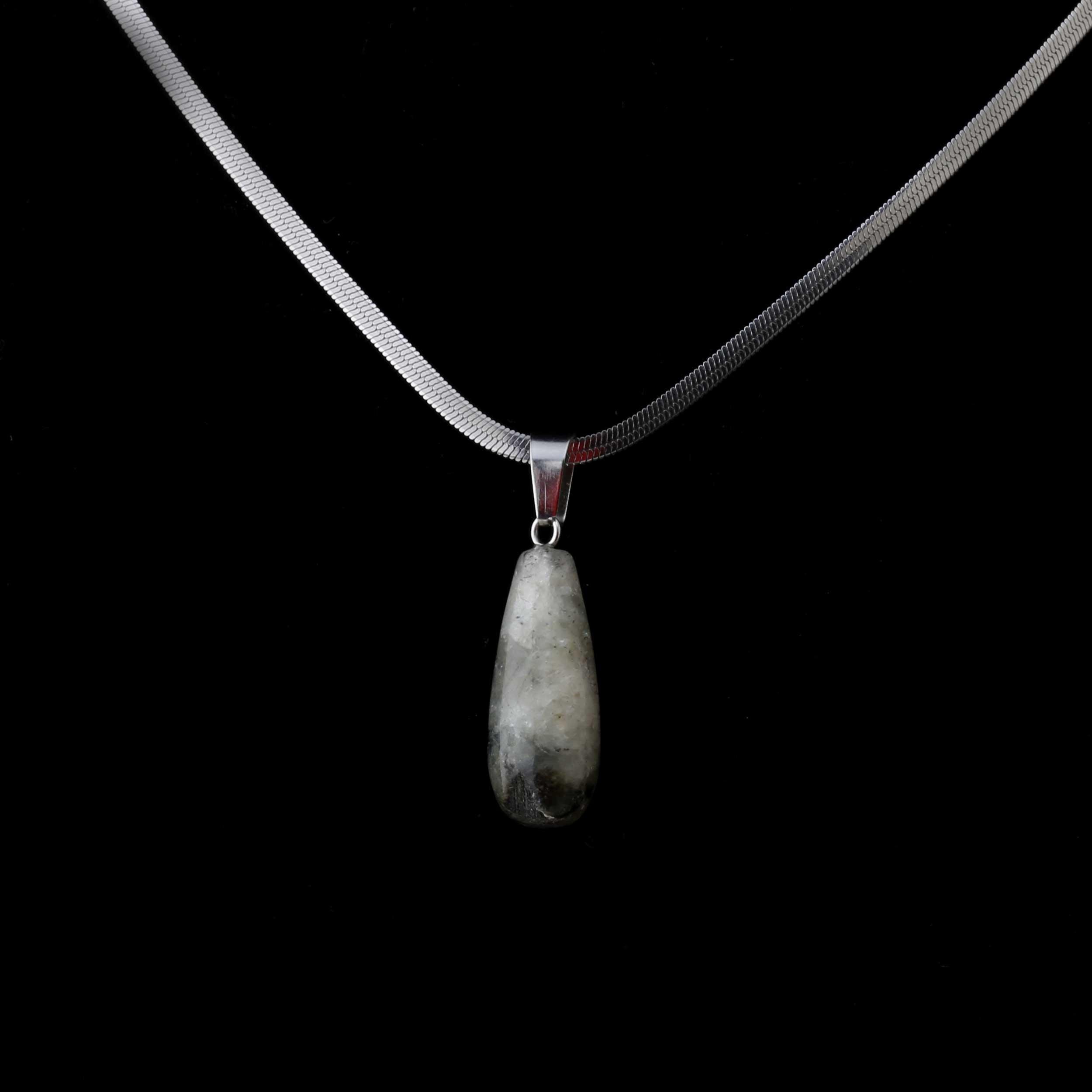 Labradorit Taşı Oval Damla Kolye Ucu