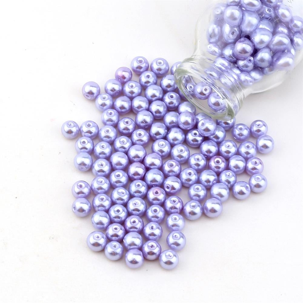 Lila Cam İnci Boncuk 8 mm 100 adet