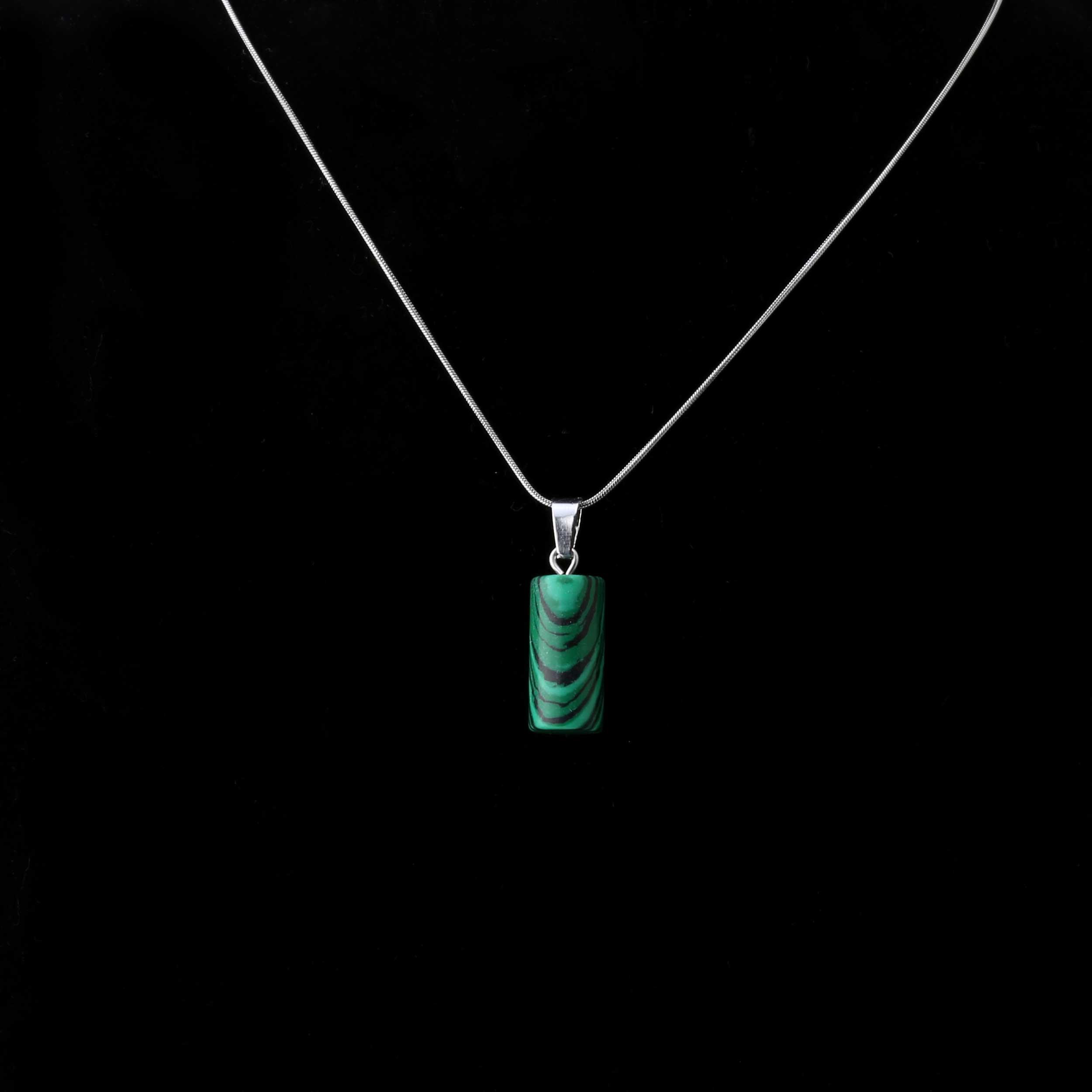 Malahit Taşı Silindir Kolye Ucu