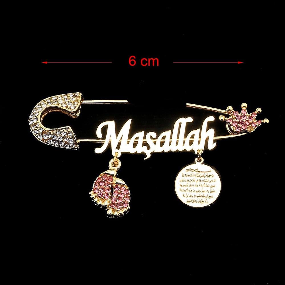 Maşallah Bebek İğnesi Pembe Taç Model