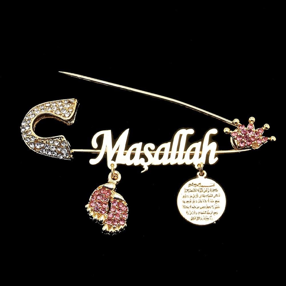 Maşallah Bebek İğnesi Pembe Taç Model