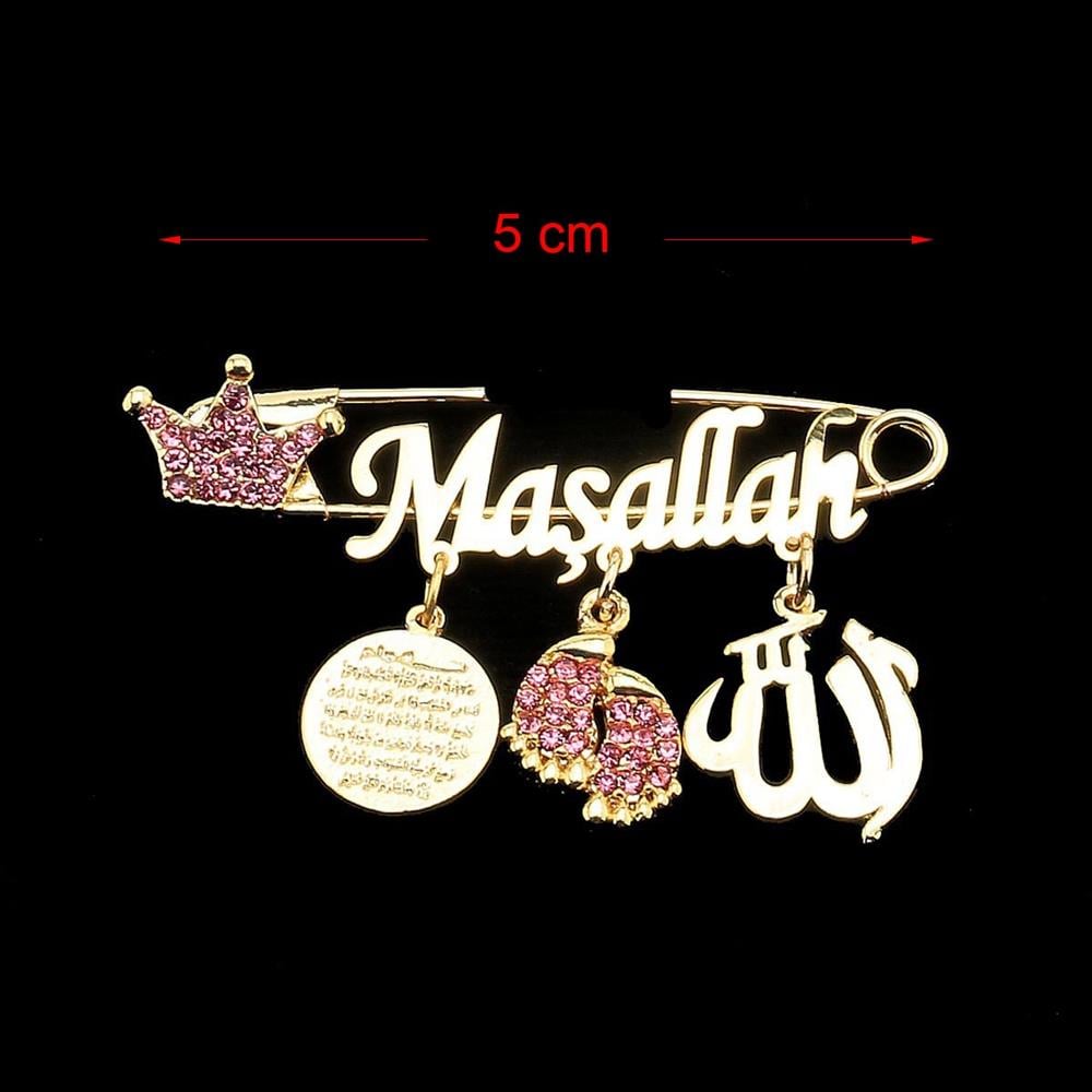 Maşallah Bebek İğnesi Pembe Taç Model