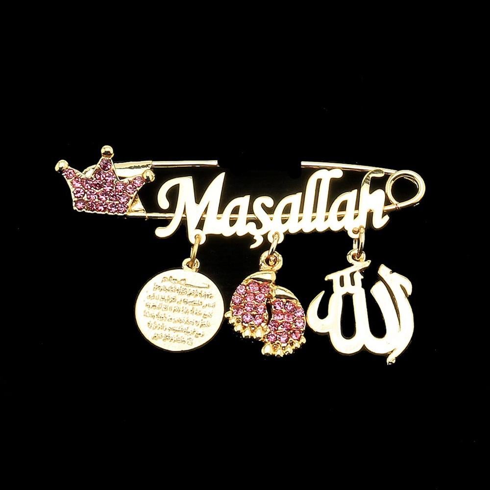 Maşallah Bebek İğnesi Pembe Taç Model