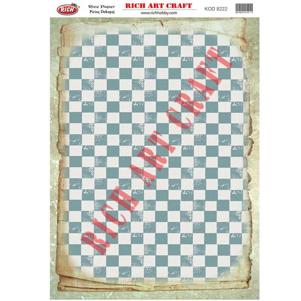 Mavi Kareli Pirinç Dekopaj Kağıdı 29x42 cm - Rich 8222