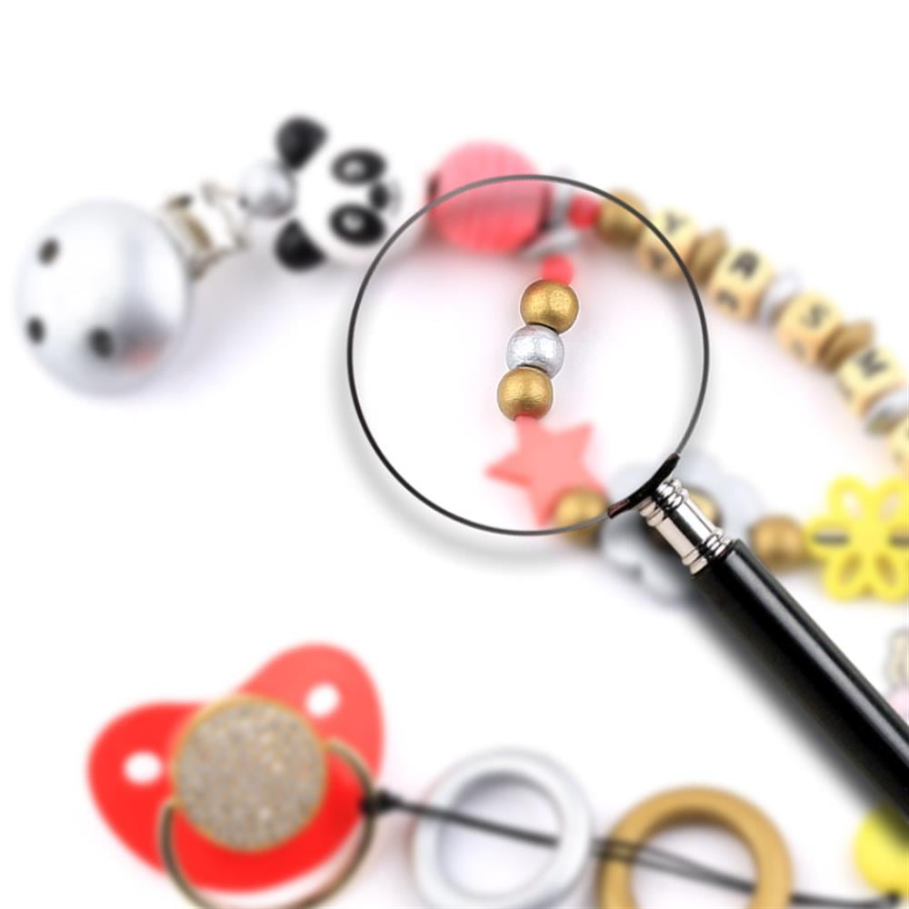 Metalik Renk Ahşap Boncuk (50 adet)