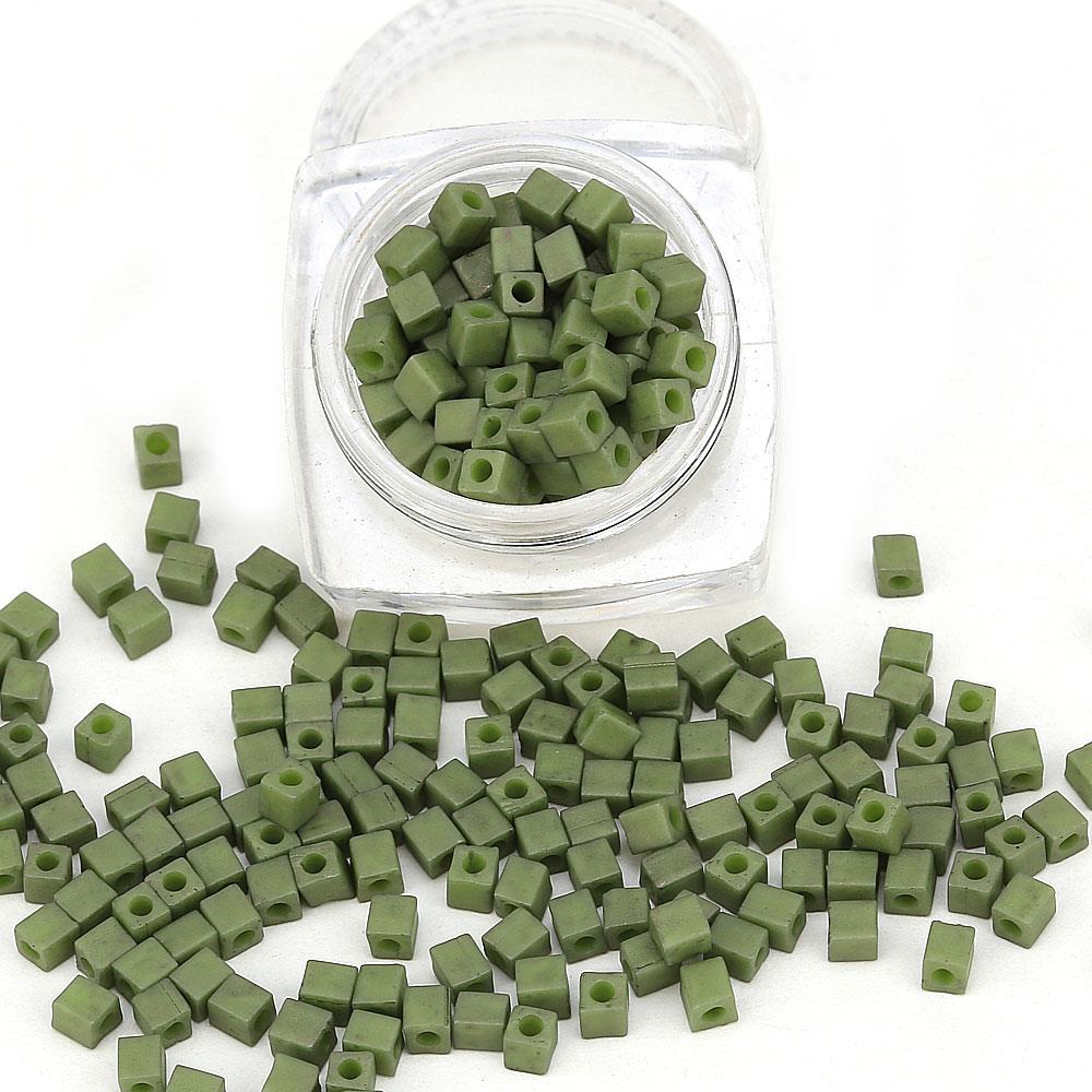 Miyuki Square Cube 3 mm Haki Yeşil Boncuk
