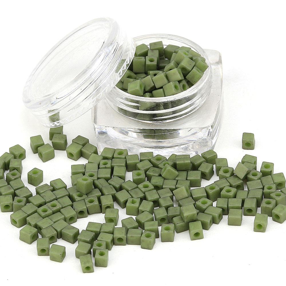 Miyuki Square Cube 3 mm Haki Yeşil Boncuk