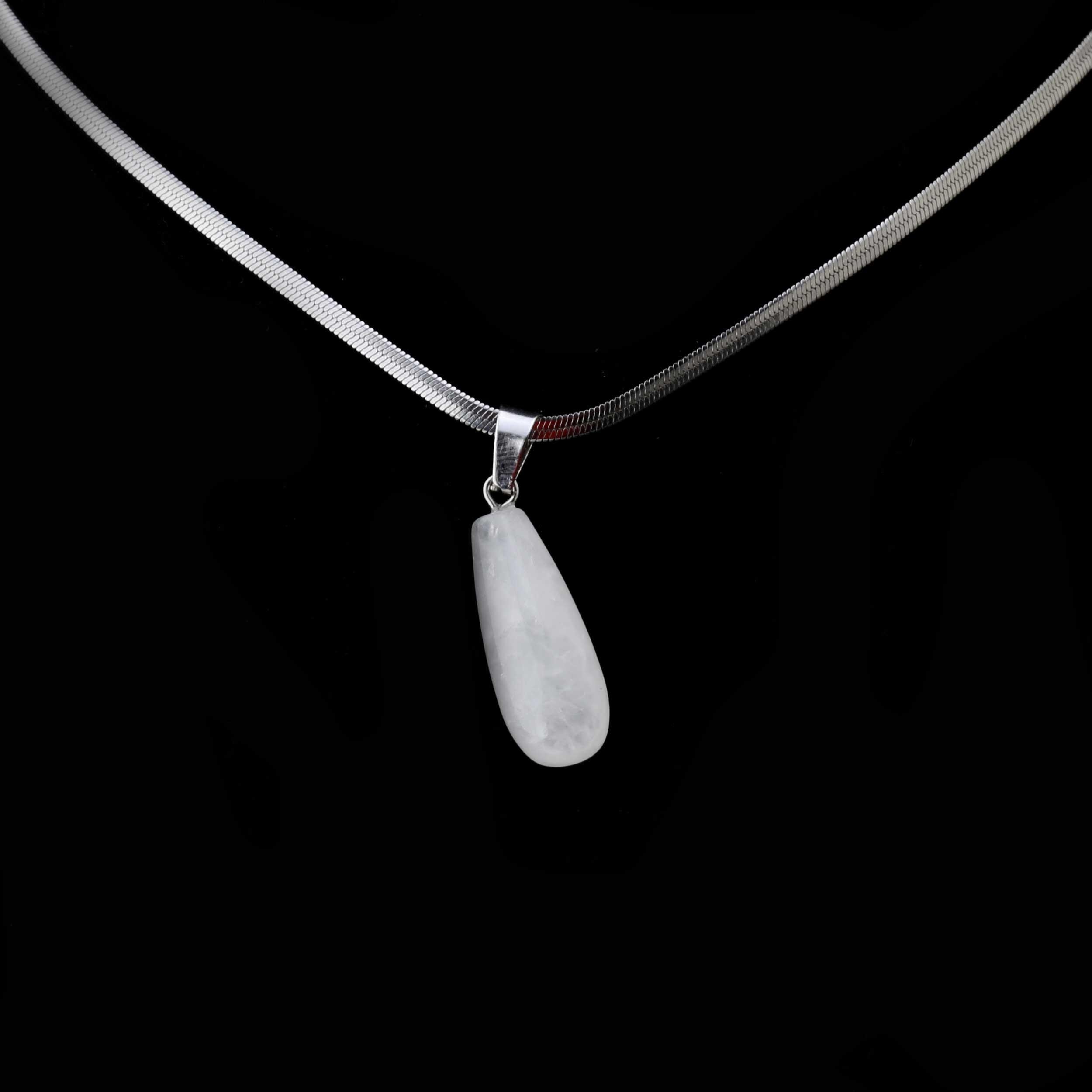 Opal Ay Taşı Oval Damla Kolye Ucu