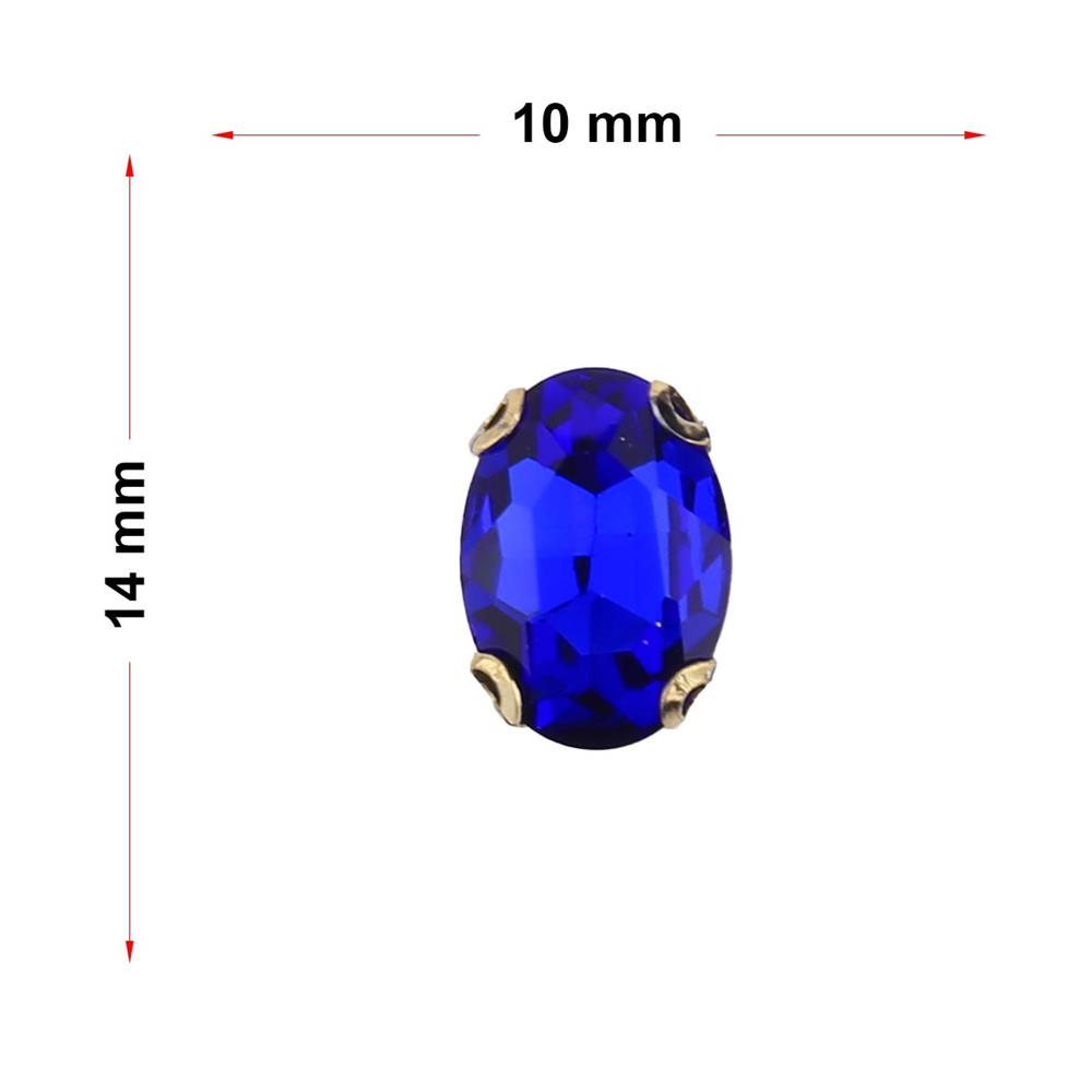 Oval Şeklinde Altın Renk Kasalı Kristal Dikme Beyoğlu Taşı 10 x 14 mm