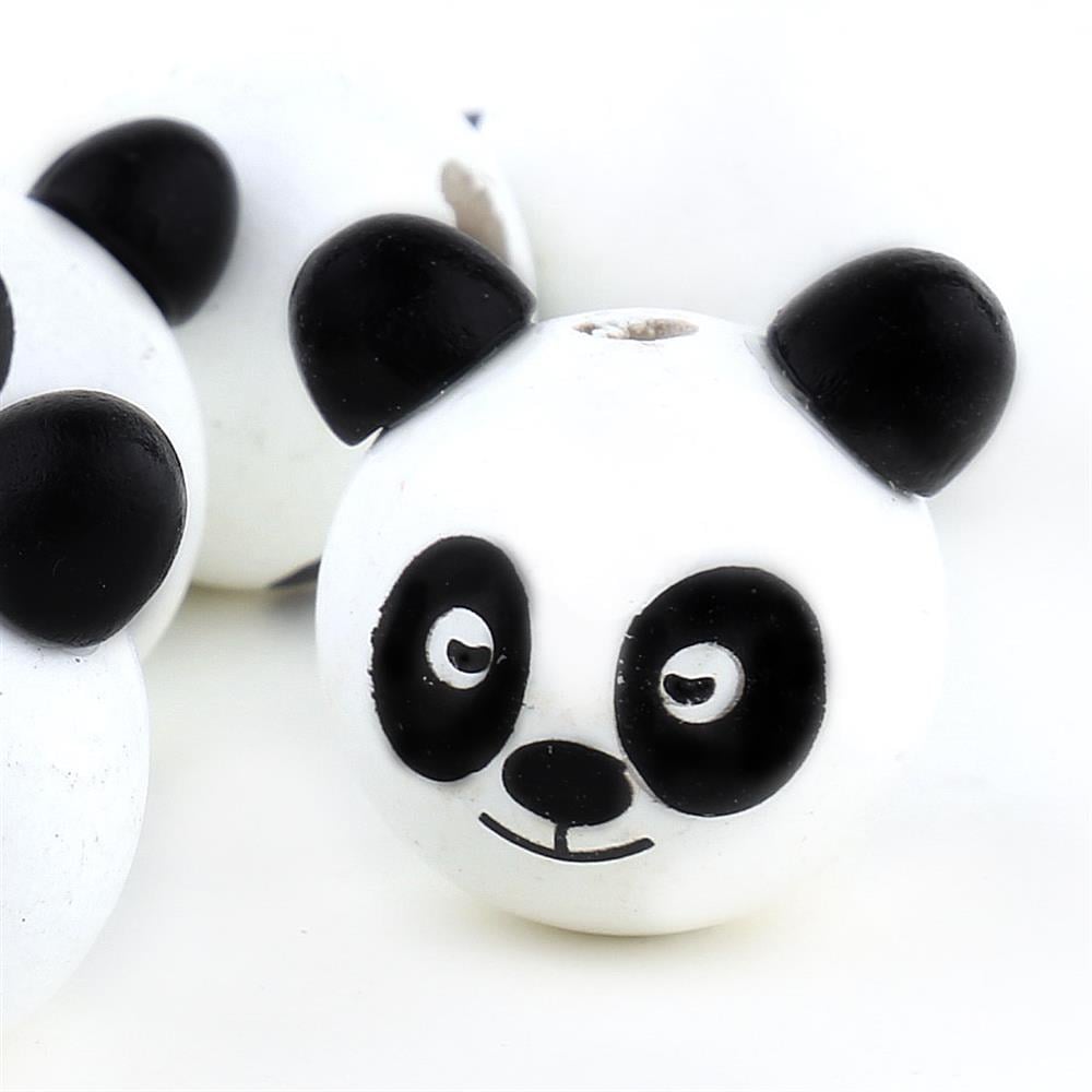 Panda Figür, Ahşap Emzik Zinciri Boncuğu