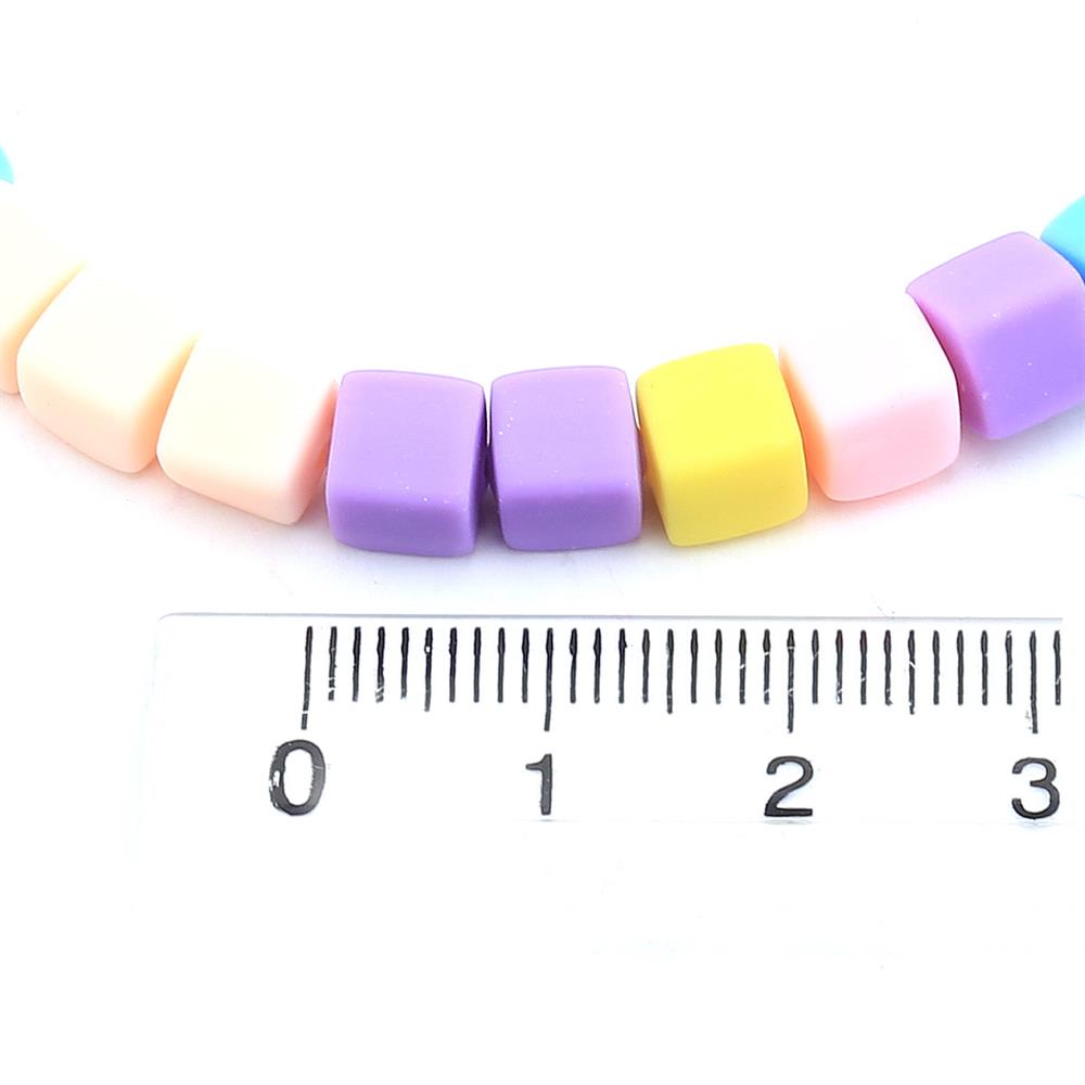 Pastel Renkler Fimo Küp Boncuk