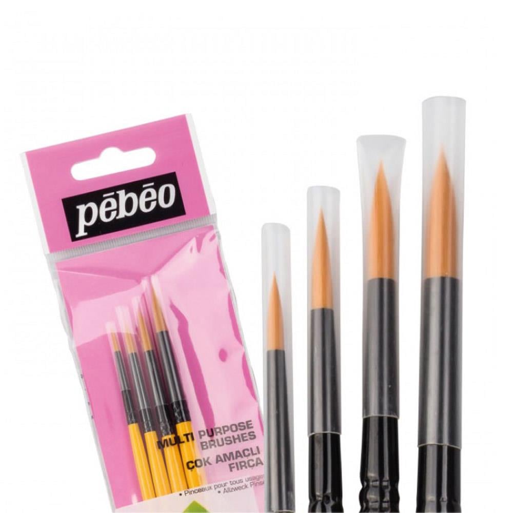 Pebeo 4'lü Yuvarlak Suluboya Fırça Seti - Set1