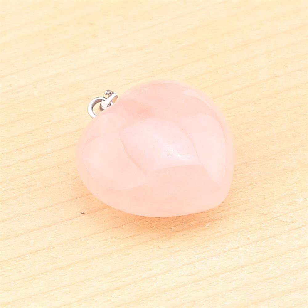 Pembe Kuvars Taşı Kalp Kolye Ucu