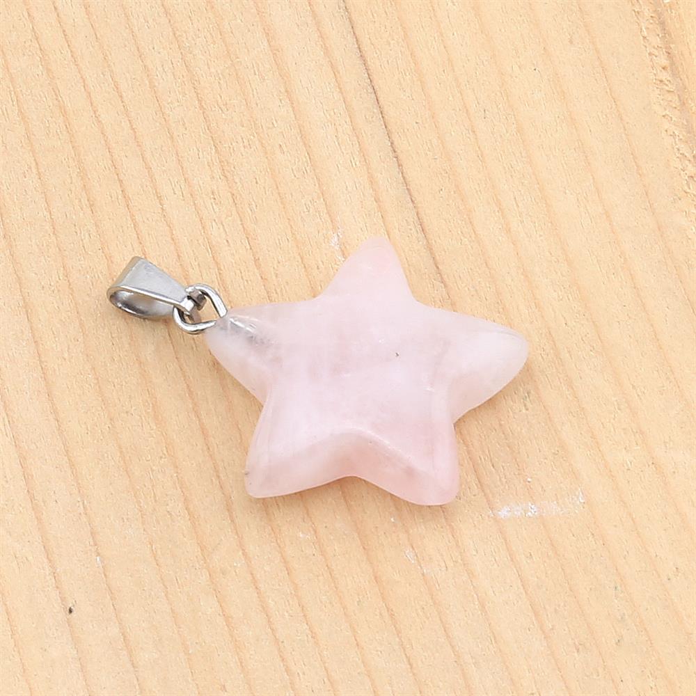 Pembe Kuvars Taşı Yıldız Kolye Ucu