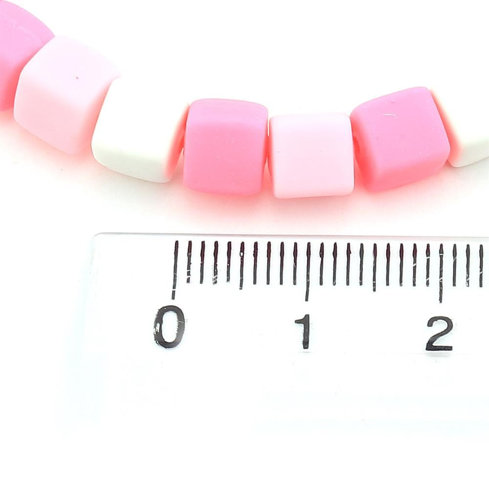 Pembe Tonlar Fimo Küp Boncuk