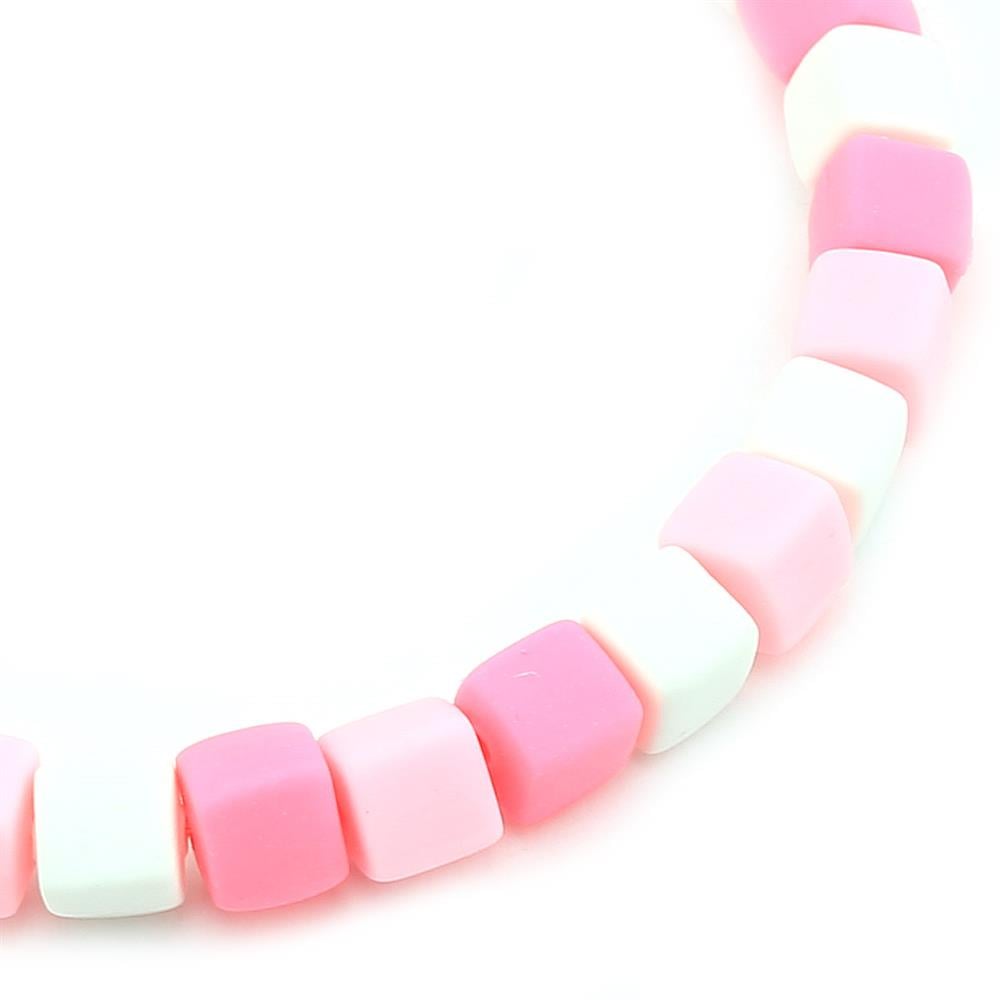 Pembe Tonlar Fimo Küp Boncuk