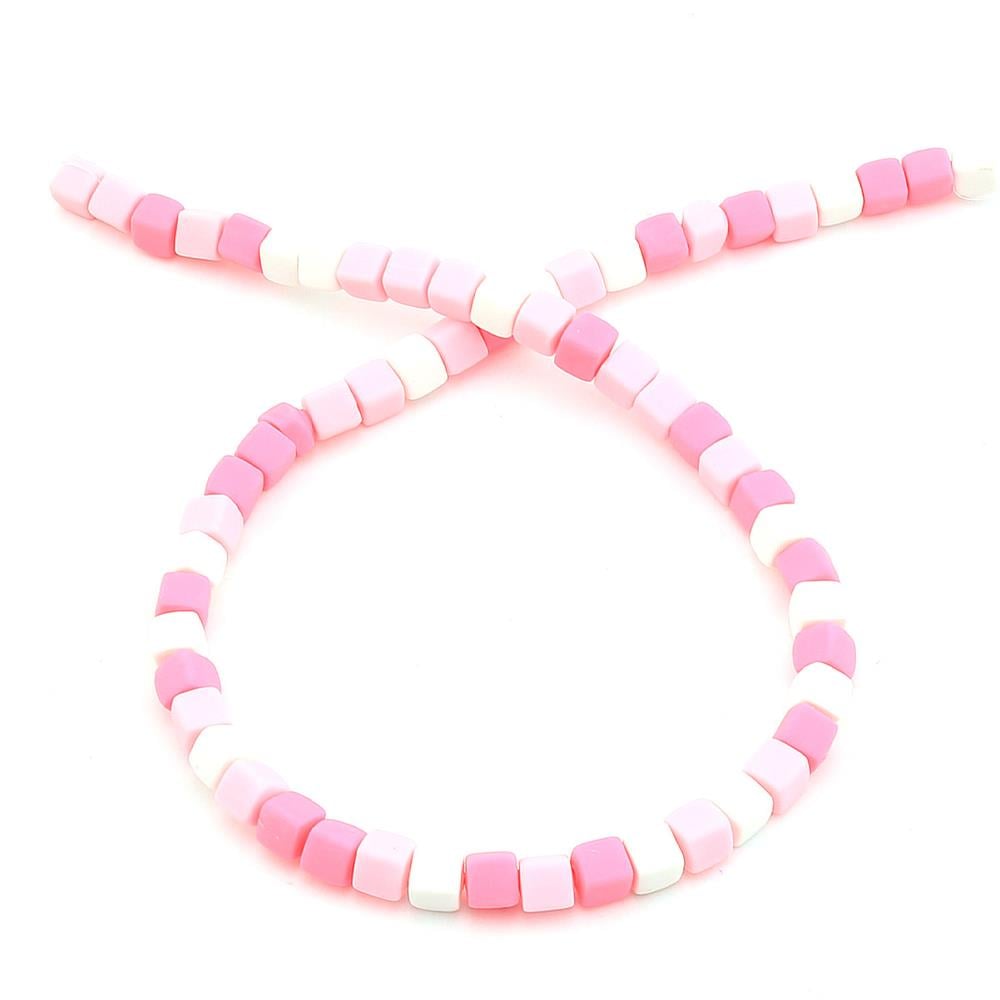 Pembe Tonlar Fimo Küp Boncuk