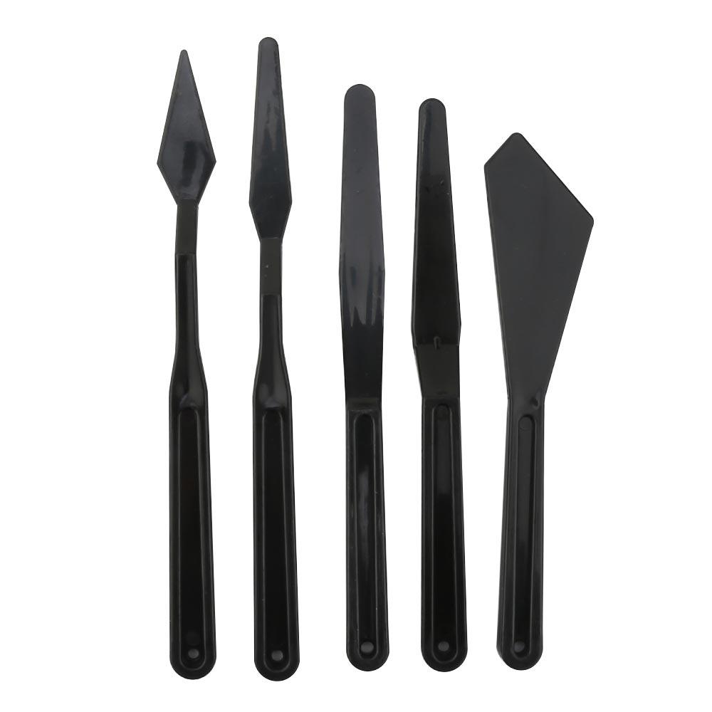 Plastik Spatül Seti Siyah Renk 5'li