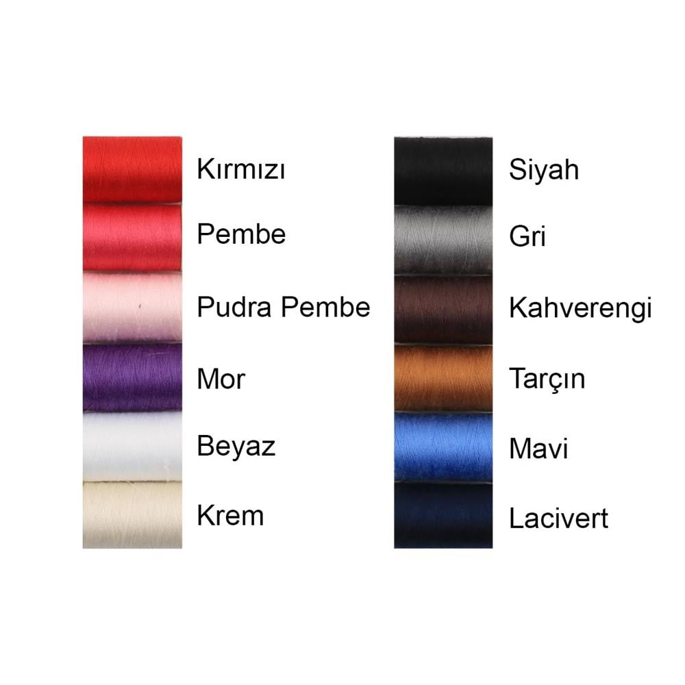 Polyester Dikiş İpi Seti 12 renk 100'er metre