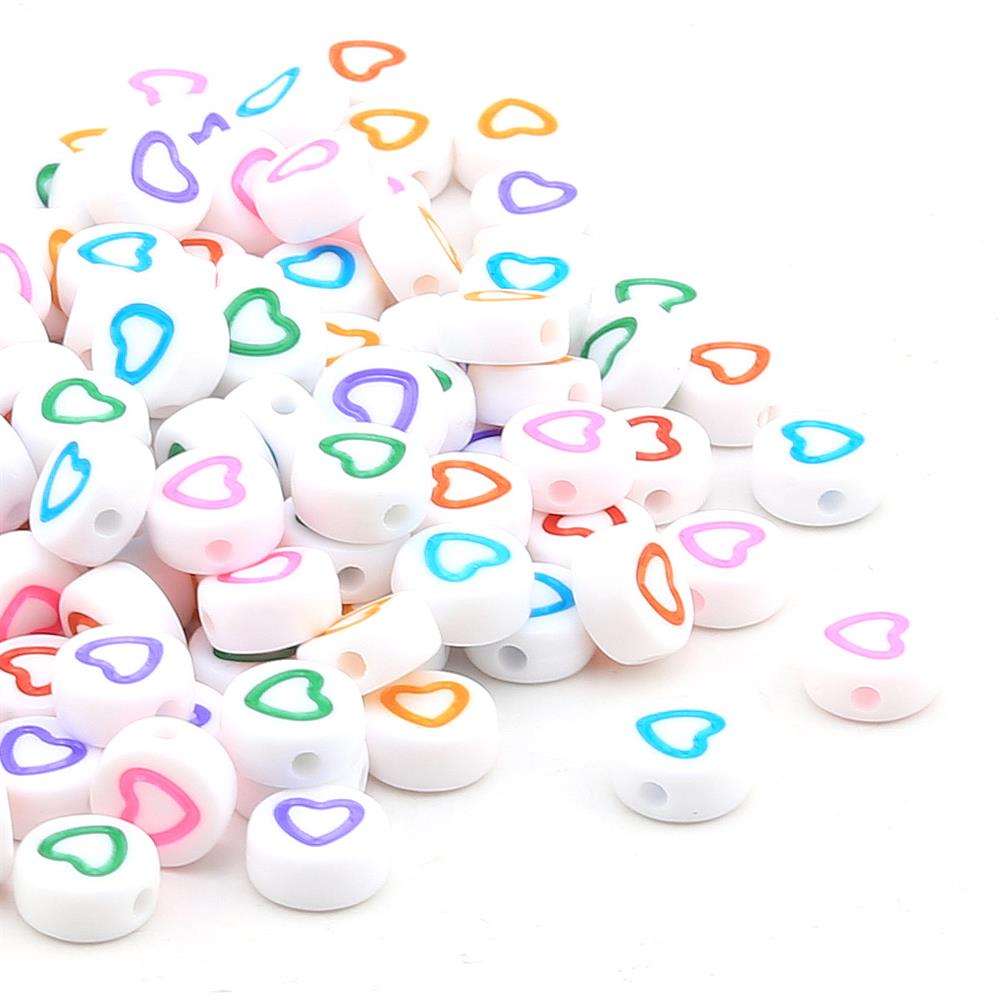 Renkli Kalp Plastik Boncuk