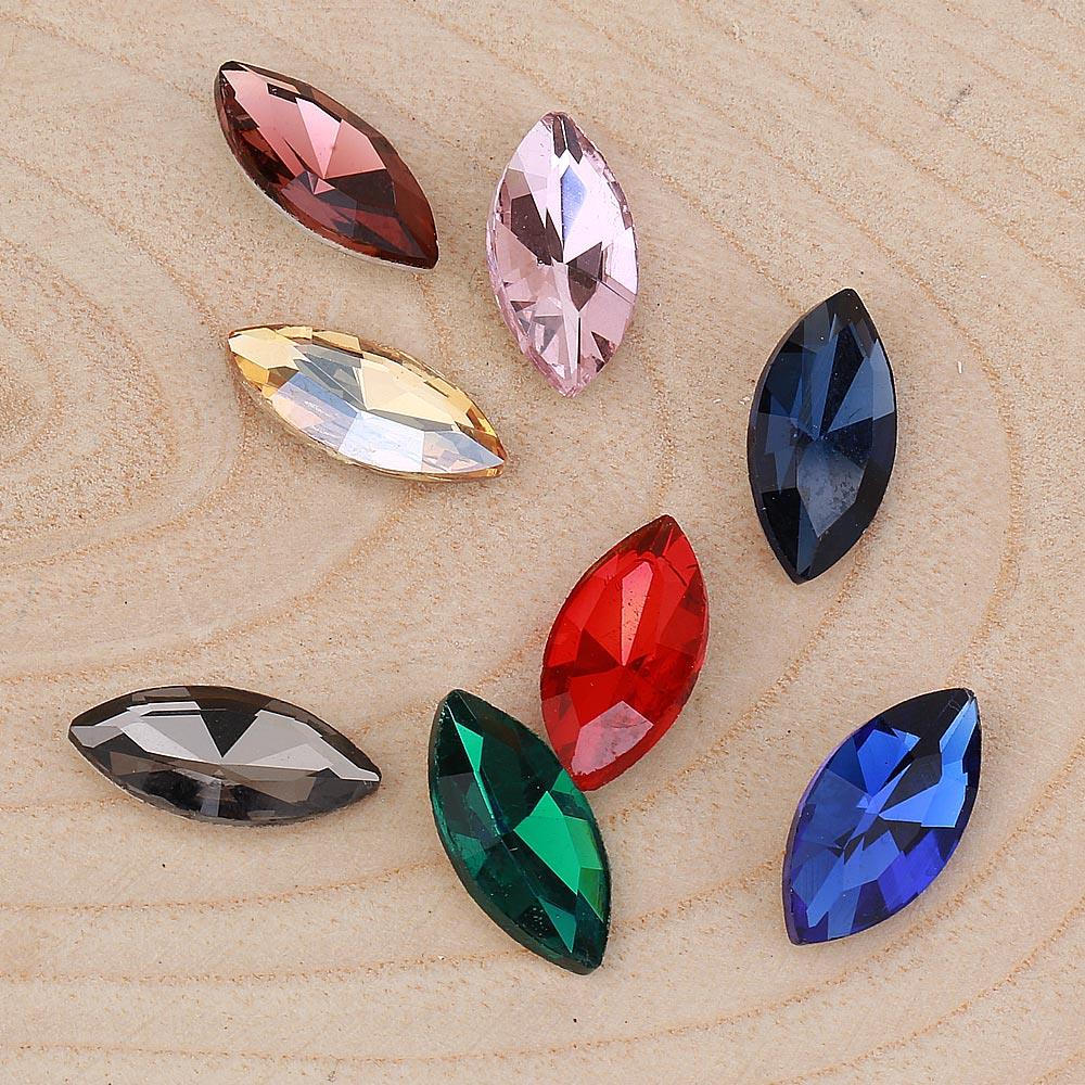 Renkli Kristal Arpa Taş 9X18 mm (10 adet)