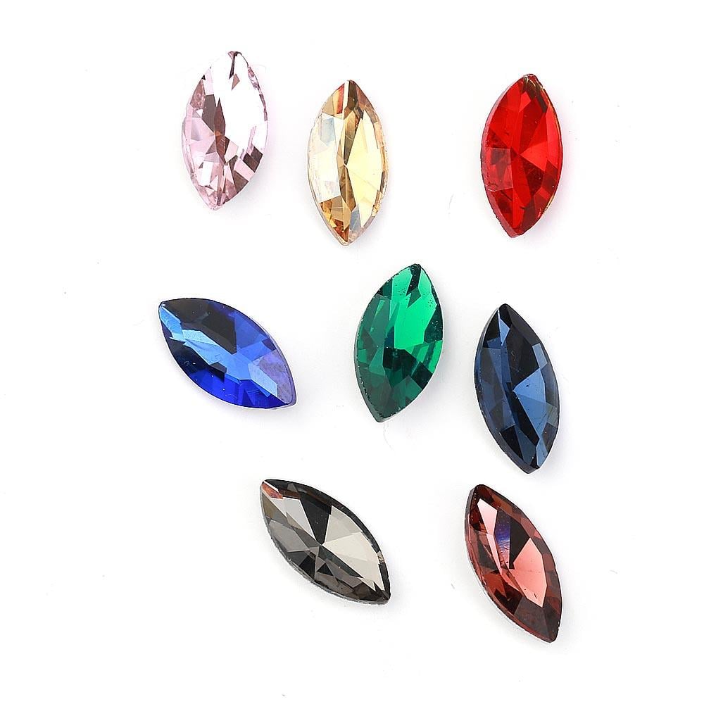 Renkli Kristal Arpa Taş 9X18 mm (10 adet)