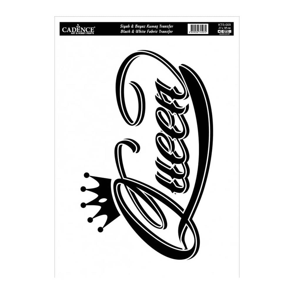 Siyah Beyaz Kumaş Transfer - Queen 