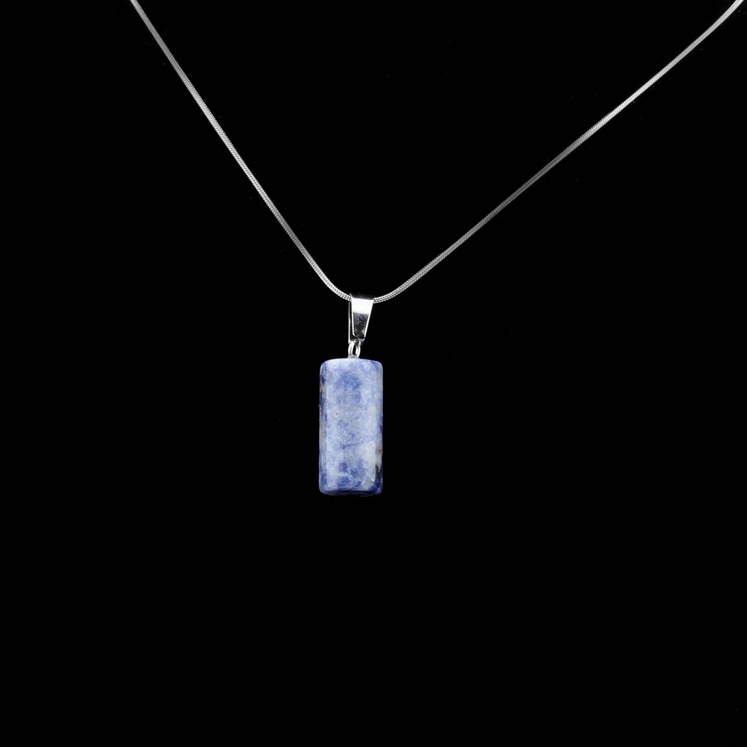 Sodalit Taş Silindir Kolye Ucu