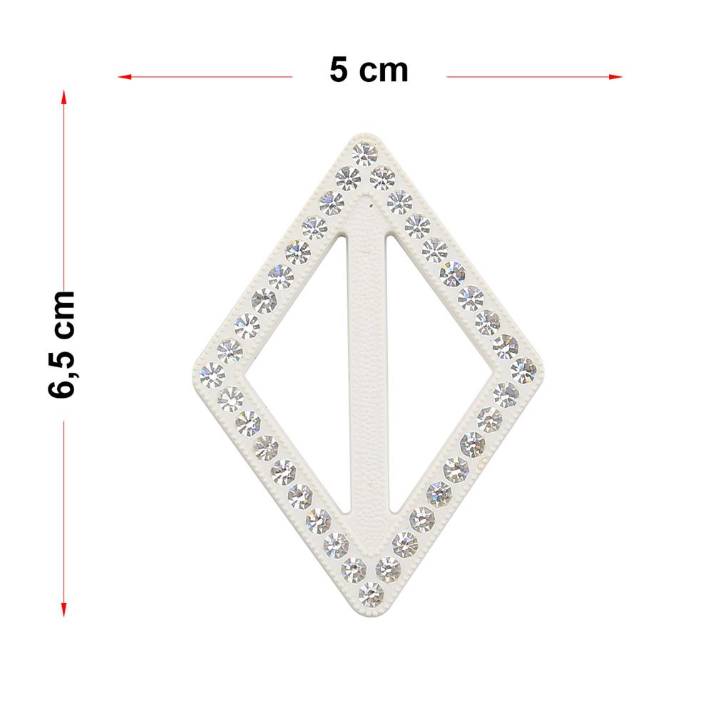 Swarovski Taşlı Beyaz Renk Baklava Kemer Tokası
