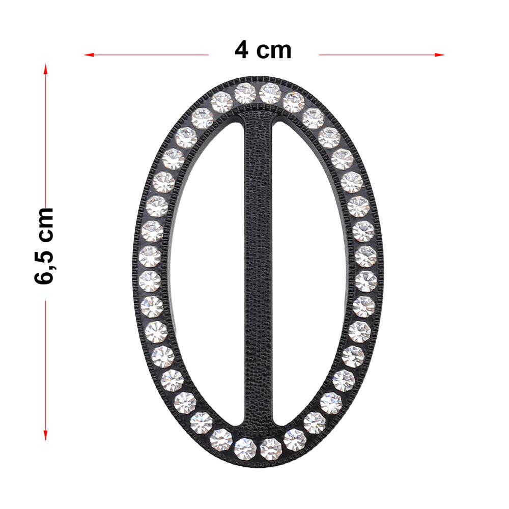 Swarovski Taşlı Siyah Renk Oval Kemer Tokası