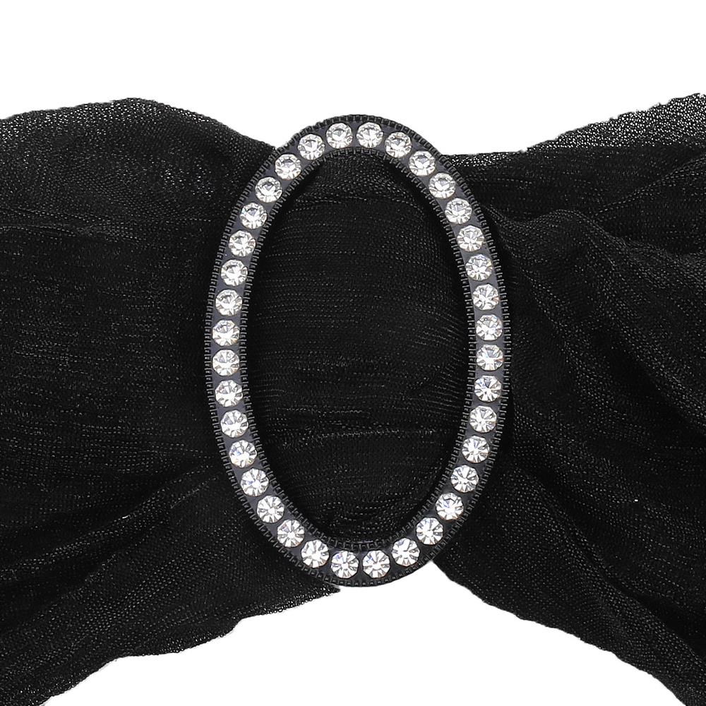 Swarovski Taşlı Siyah Renk Oval Kemer Tokası