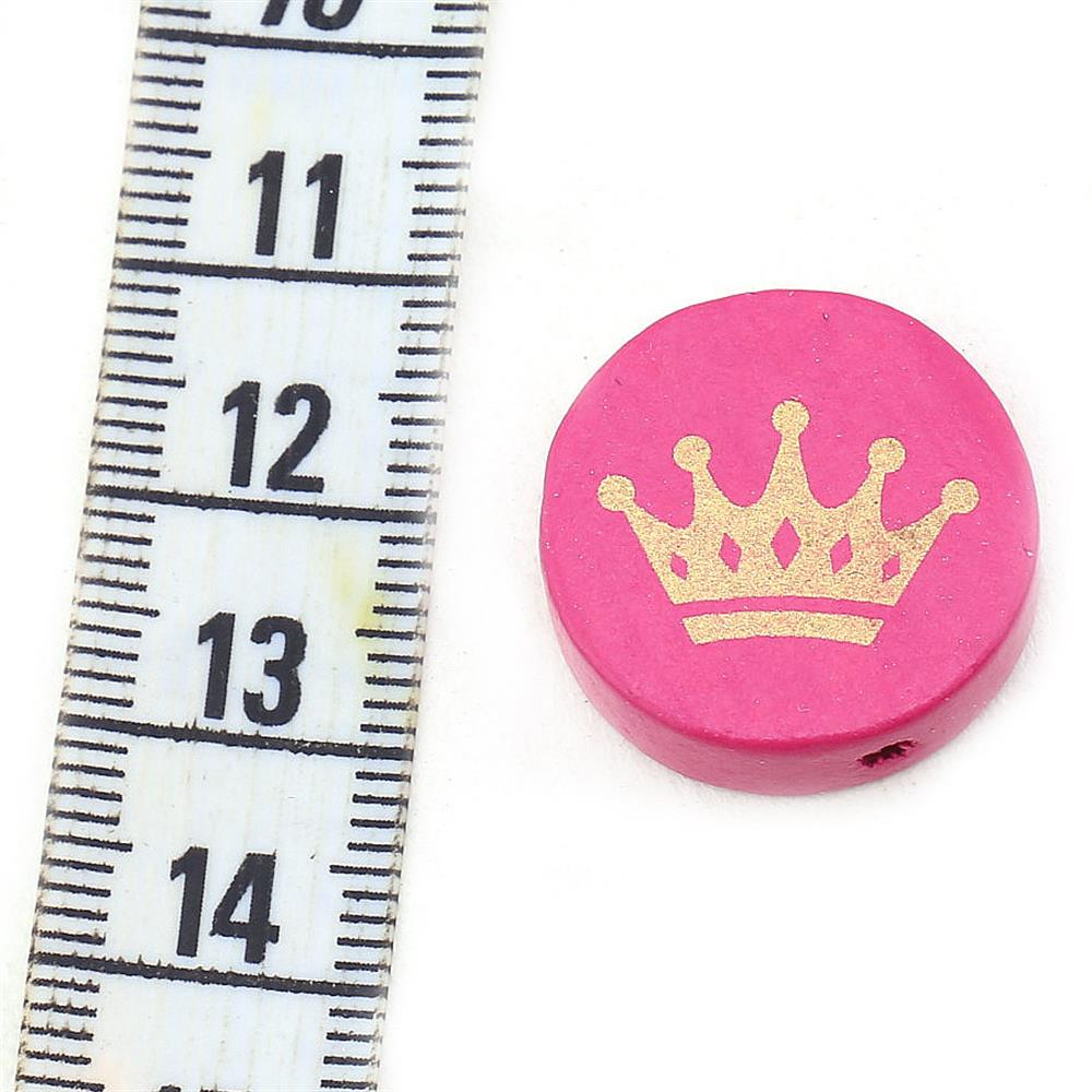 Taç Baskılı Ahşap Emzik Zinciri Boncuğu